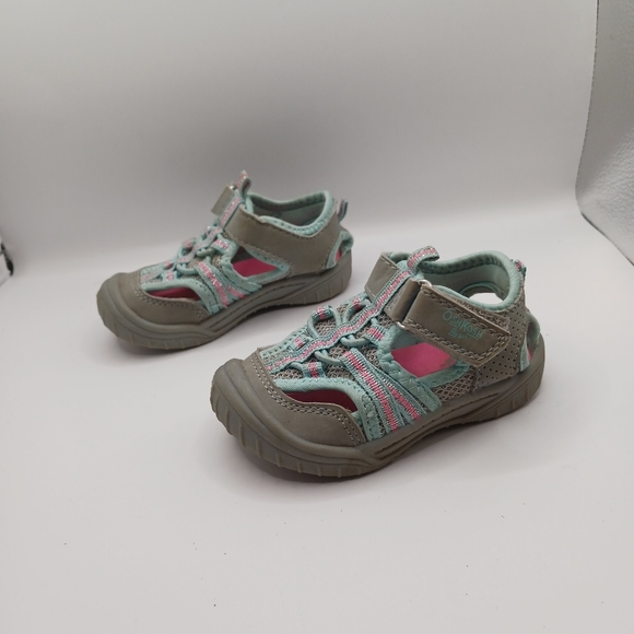 Oshkosh Jax 3 Girls Blue & Pink Hook And Loop Water/Hiking Sandals Toddler Sz 5 - Picture 2 of 10